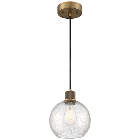Access Lighting Port Nine Burgundy, Burgundy LED Pendant, Antique Brushed Brass Finish, Seeded Glass 63142LEDDLP-ABB/SDG